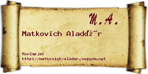 Matkovich Aladár névjegykártya